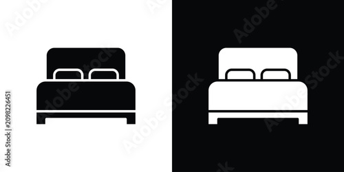 Foto Double bed icon line pictogram set