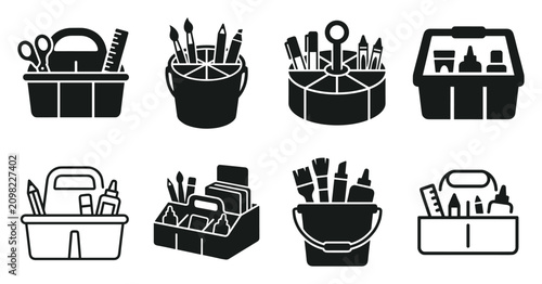 Obraz na płótnie Minimalist art caddy icon variations set, premium vector line art bundle for dig