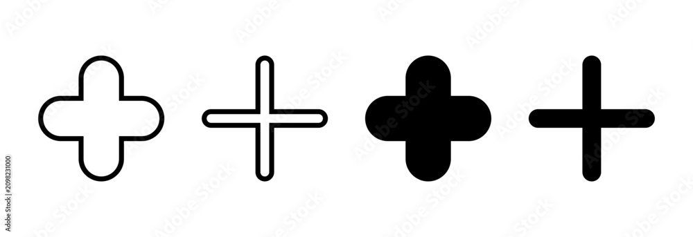 Fototapeta premium Plus Icon set vector. Add plus sign and symbol
