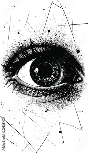 Human eye and abstract dist...