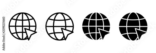 Web icon set vector. go to web sign and symbol. web click icon. Global search icon