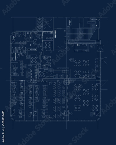 Office Furniture Layout Plan with Electrical Outlet and Switch Layout Blueprint Interior Design Drawing Set