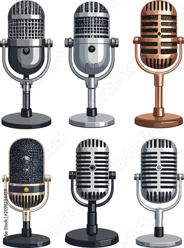 Set of retro microphones, v...