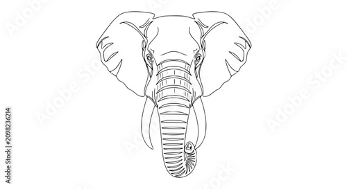 Quadro su tela Elegant Elephant Head Line Art - Minimalist Wildlife Drawing