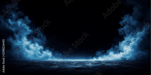 Fotografía Dramatic Blue Sky with White Clouds and Dark Storm Cloudscape Featuring Sunlight