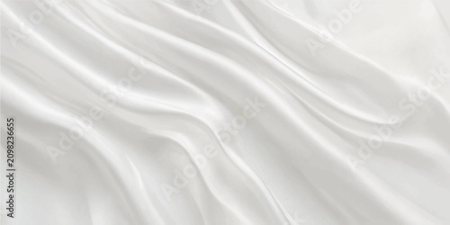 Foto Elegant White Silk Satin Fabric Background with Smooth Flowing Waves Luxury Text