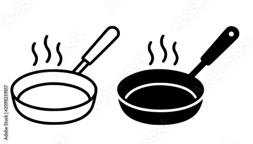 Bild auf Leinwand Minimalist frying pan icon in outline and silhouette design