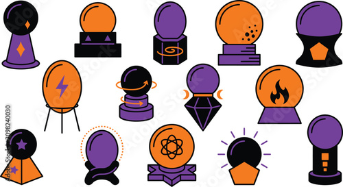 Photography Mystical orbs and divination tools collection illustrated vector graphics for es