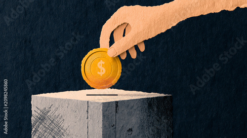 Hand depositing coin into d...