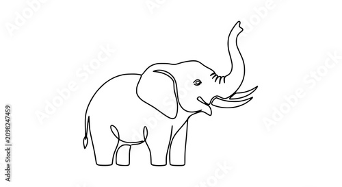 Canvastavla Minimalist Line Art Elephant with Trunk Raised - Single Line Drawing