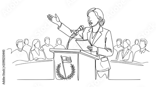 Canvastavla Woman Politician Giving Speech at Podium with Audience and American Flag