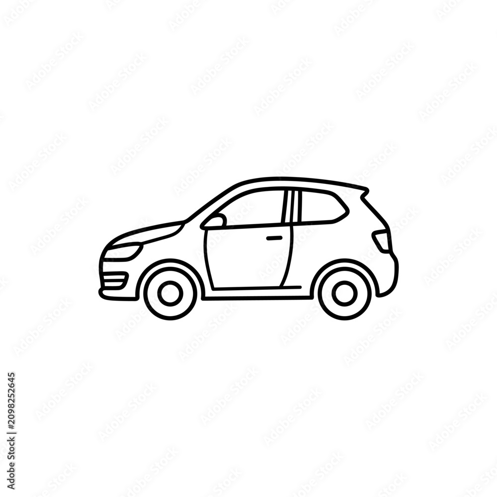 Fototapeta premium Minimalist Line Art Vector Illustration of a Car's Front Side Profile