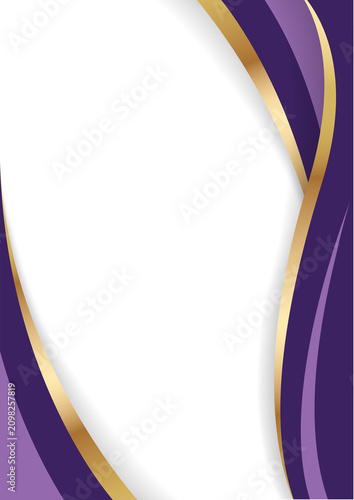 abstract success certificate background design with royal purple gold curve