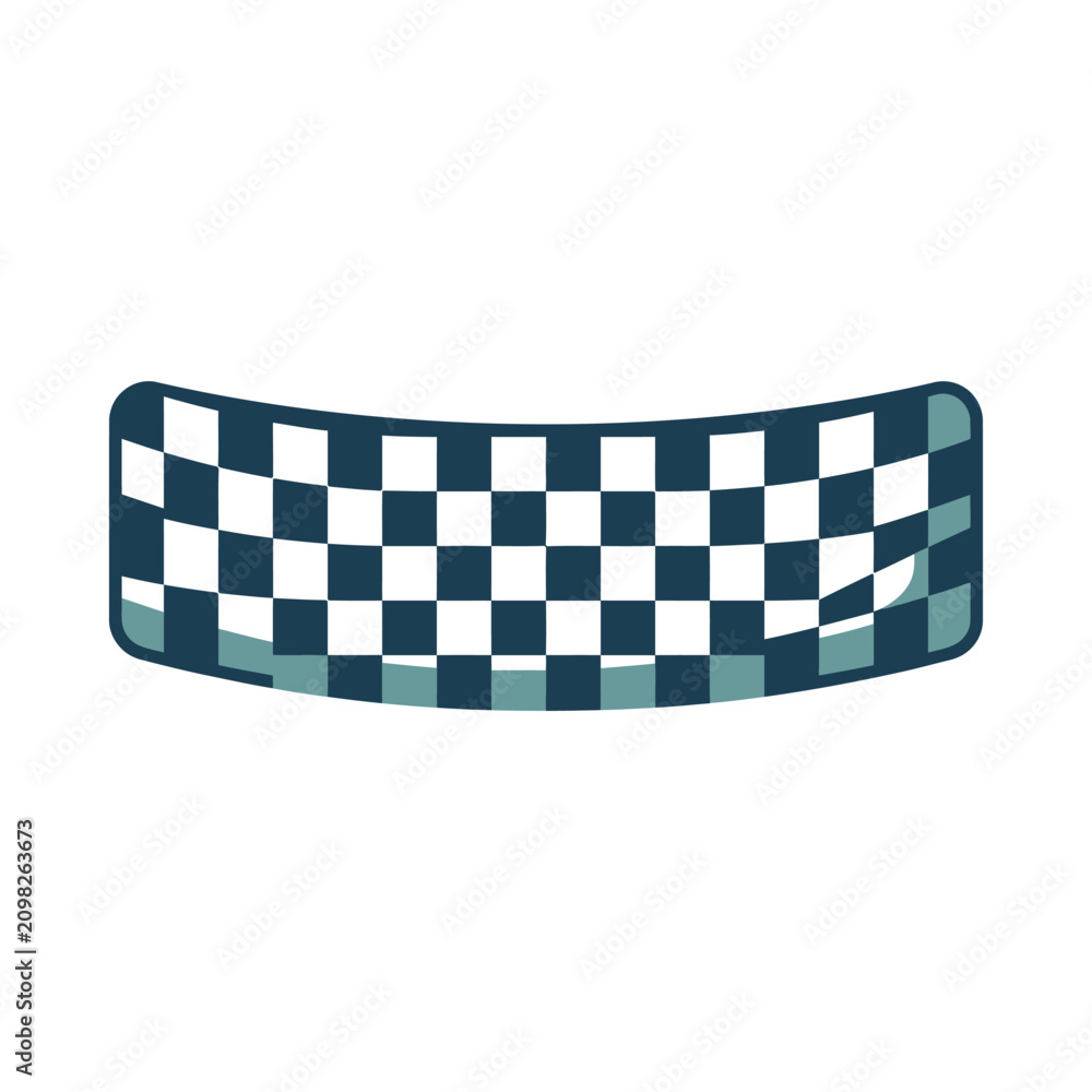 Obraz premium Curved racing checkered flag symbolizing victory and finish line