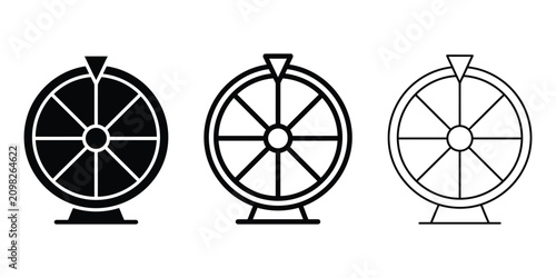Bild auf Leinwand Wheel of fortune icon silhouette vector, bold outline and line art isolated illu