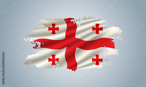 Georgia flag made in brush stroke background. Dynamic design in the form of a brush stroke.