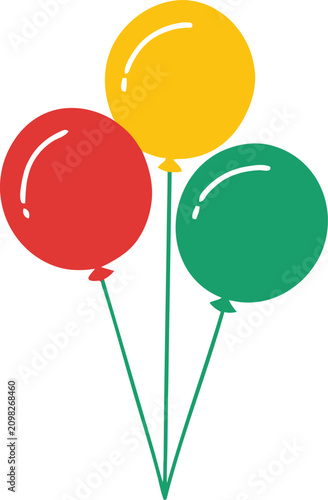 Three colorful balloons tied together