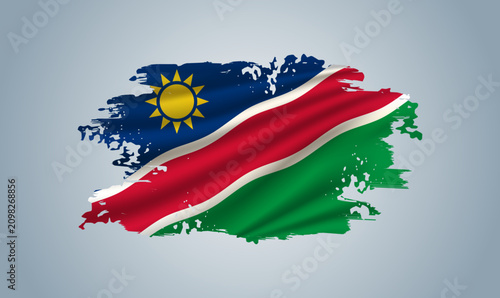 Namibia flag made in brush stroke background. Dynamic design in the form of a brush stroke.