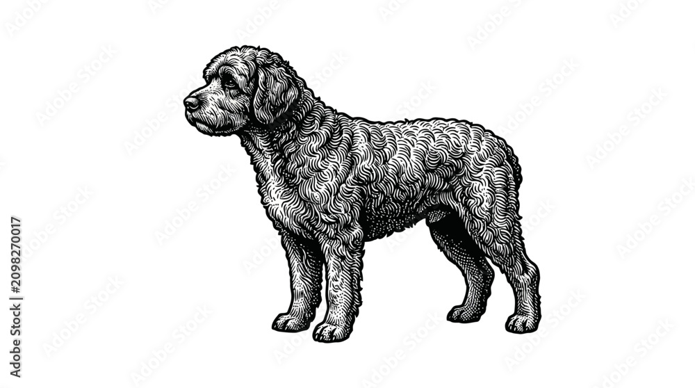 Naklejka premium Dog Standing Sideways Profile View.
