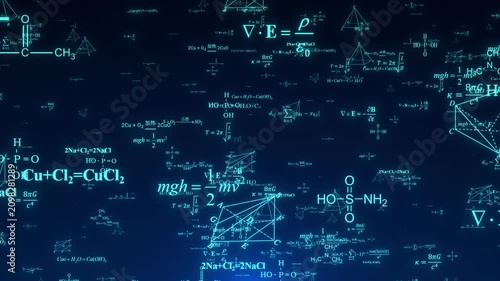 Mathematical and geometric equations and chemical equations(After Effects production)
