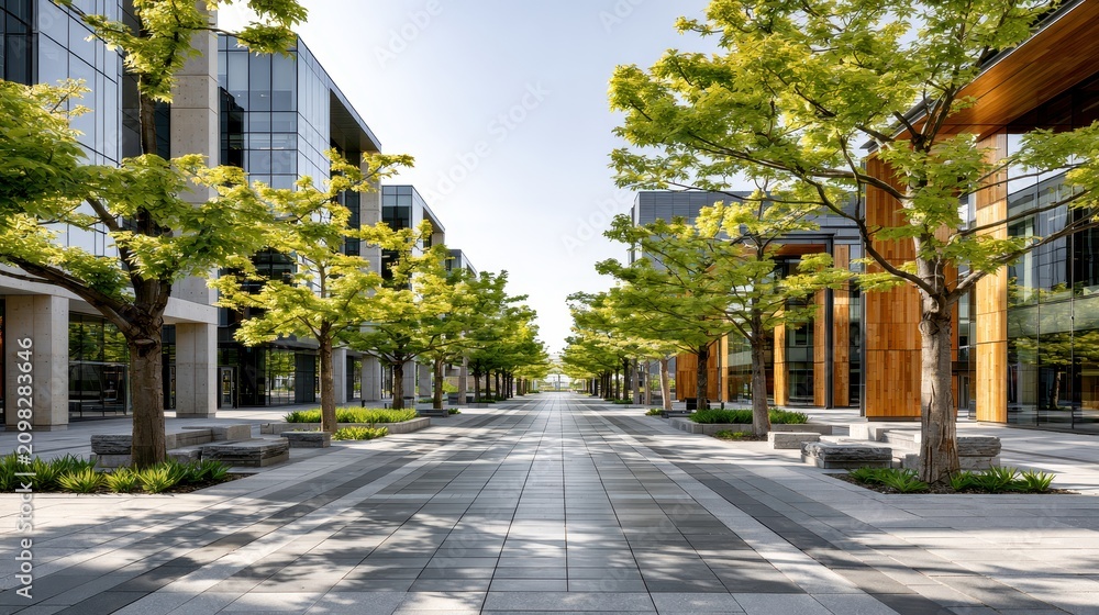 Fototapeta premium Modern glass office building exterior. Urban architecture concept.