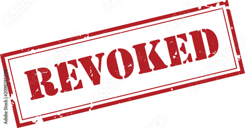 Photos Red grunge rubber stamp with text revoked imprinted on white background