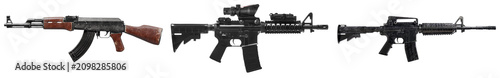 Foto Three assault rifles isolated on a white background