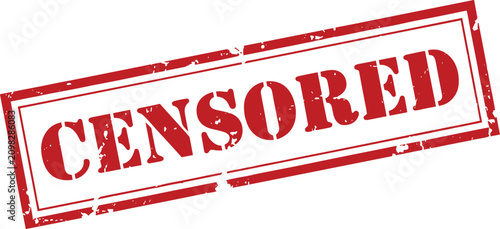 Red rubber stamp impression with the text censored on white background