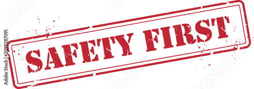 Photos Safety first grunge rubber stamp isolated on white background