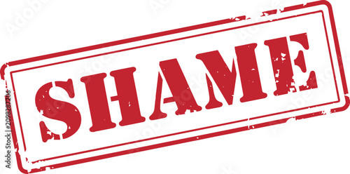 Schilderij op canvas Shame red rubber stamp with vintage grunge style for social concept messaging