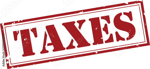Foto Taxes red grunge stamp, rubber stamp with text taxes, vector illustration