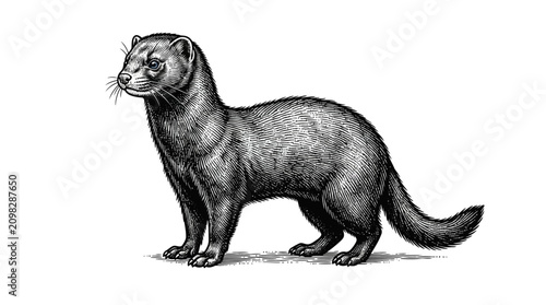 Detailed illustration of a ferret standing.