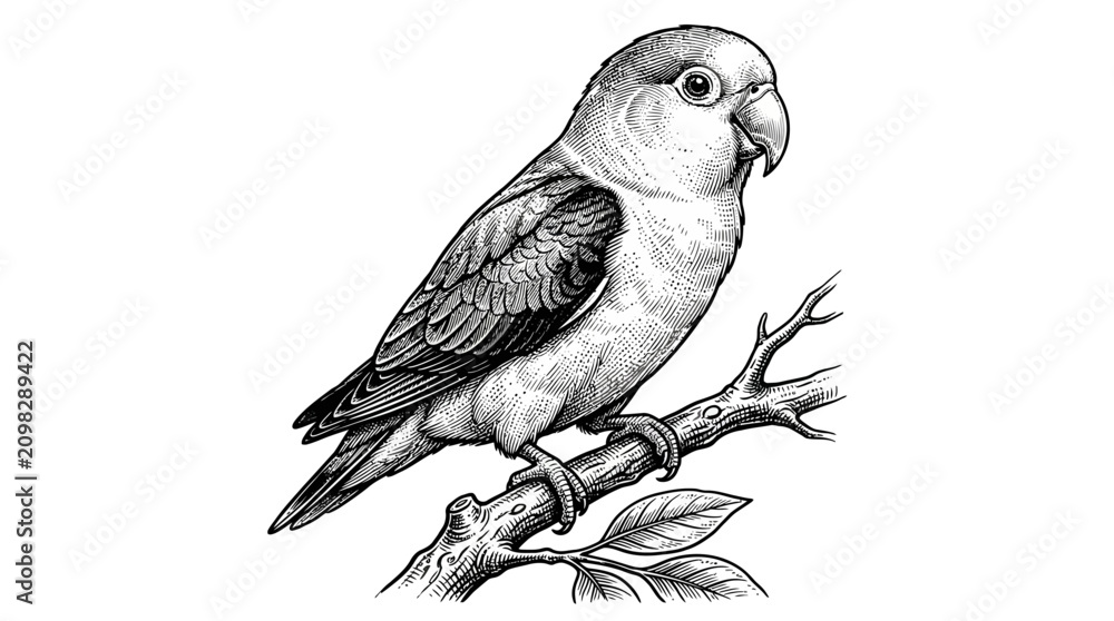 Fototapeta premium Colorful Parrot Sitting on Branch.