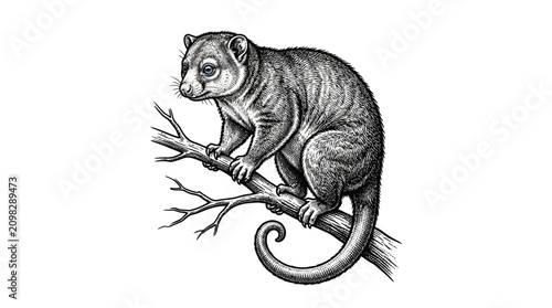Fotografie Detailed drawing of a lemur sitting.
