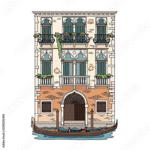 Traditional Venetian Building Architecture Style.