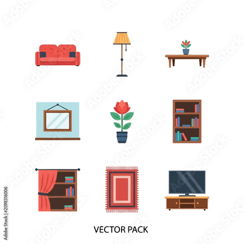 Vector illustration of home furniture.