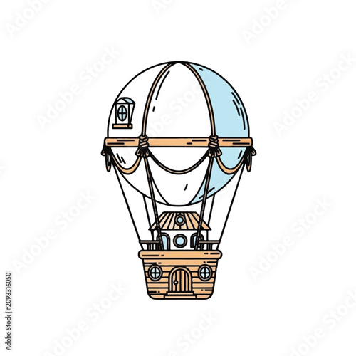 Vintage Hot Air Balloon Ride Travel.