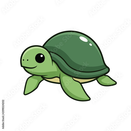 Cute cartoon sea turtle vector illustration isolated on white background