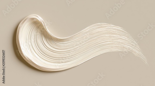 Elegant cream brush stroke with pearlescent sheen on neutral background
