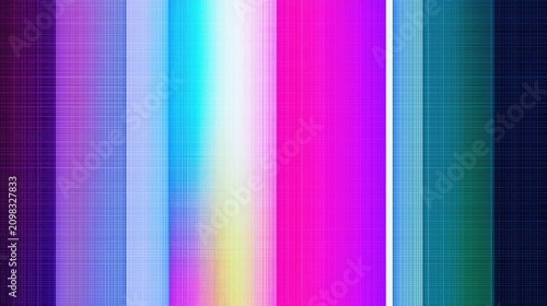 Abstract vertical stripes of vibrant, glowing colors with a grid overlay