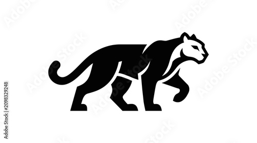Canvas Print Black Panther Silhouette Walking Forward.