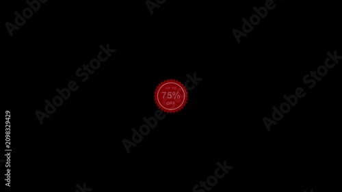 75 Percent Off Round Discount Badge 4K Animation Promotional Sale Sticker.