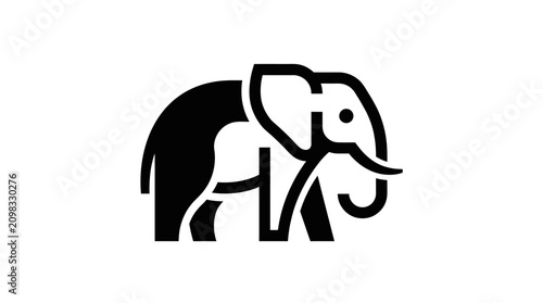 Fotografía Stylized Black Elephant Silhouette Icon.