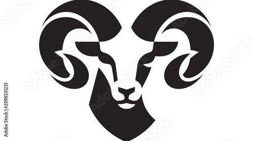 Canvastavla Stylized Ram Head Silhouette with Large Curved Horns.