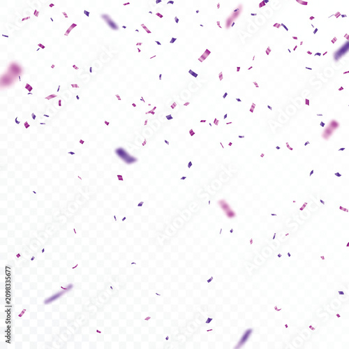 Pink and purple celebration confetti with blurred motion, party and ads element design or backgrounds