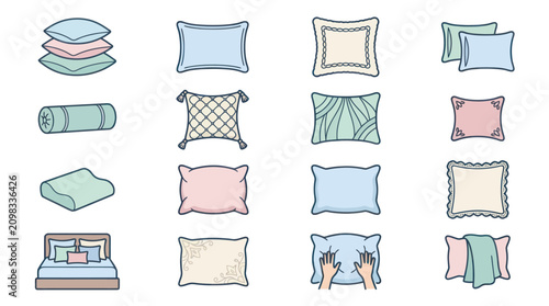 фотографія Colorful pillows and blankets arranged.