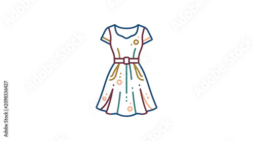 Fotografía Colorful short sleeved dress with belt.
