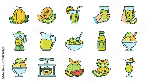 Foto Collection of various melon illustrations.