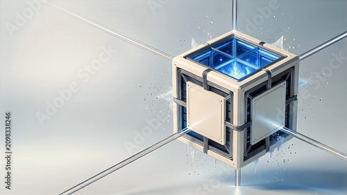 Subzero Quantum Mainframe Cube with Cold Blue Energy Core