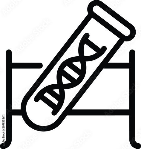 Lab test tube containing a dna double helix in a rack